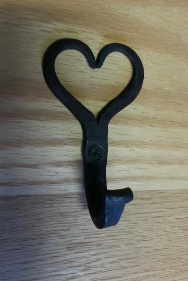 Heart hook hand by blacksmith with decorative pyramid Etsy
