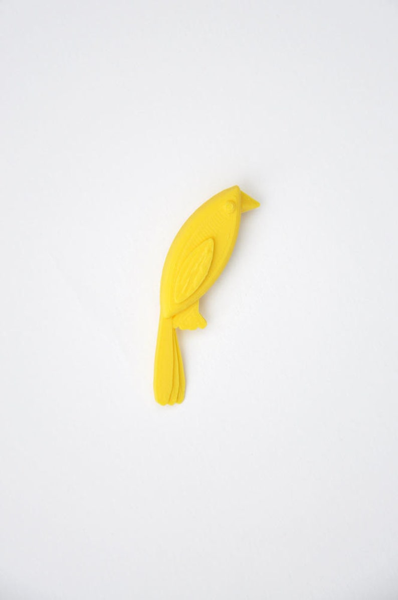 3D print brooch Small yellow bird image 1