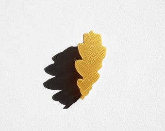 3D print brooch Oak leaf #6 gilded