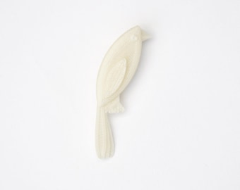 LITTLE BIRD, pearly white brooch 3D printed jewelry