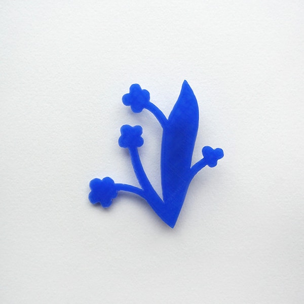 Broche impression 3D Fleurs Bleu persan