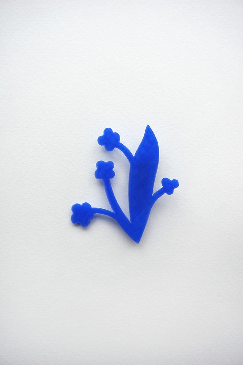 3D print brooch Flowers Persian Blue image 1