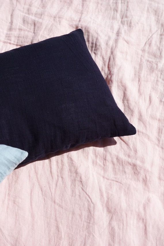 Kleines kissen abneigend doppel-gaze Bio-Baumwolle blau Nacht