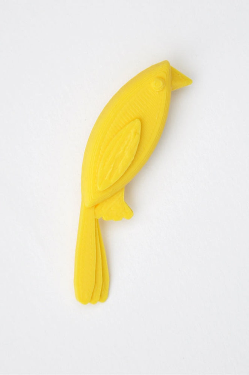 3D print brooch Small yellow bird image 2