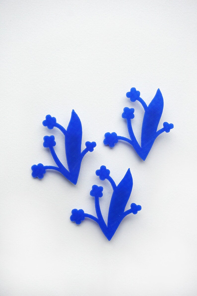 3D print brooch Flowers Persian Blue image 3