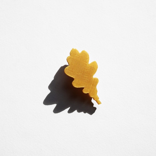 Broche impression 3D Feuille de chêne #1 dorée