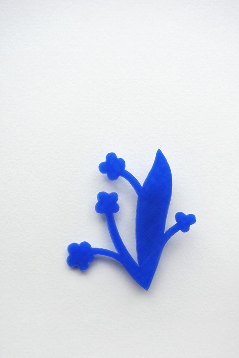 3D print brooch Flowers Persian Blue image 2