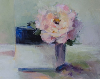 Still Life Painting with Pink Rose