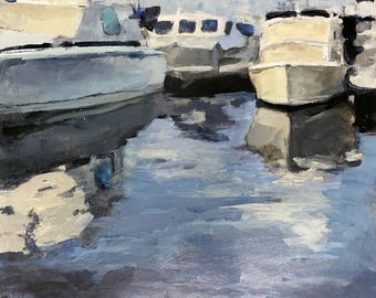Impressionist Seascape:Between the Boats