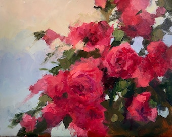 Red Red Roses - Painting of American Beauty Roses