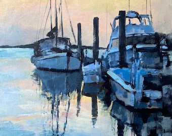 Seascape Painting: Still Harbor