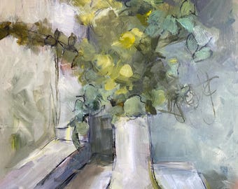 Abstract Impressionistic Painting of Eucalyptus by the Window