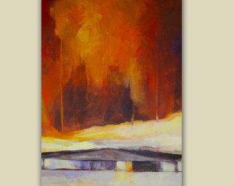 Abstract Landscape with Stormy Red Sky