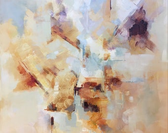 Abstract Cityscape of in Red, Pink and Brown