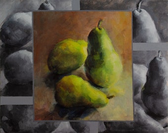 Study of Pears in Color and Black and White