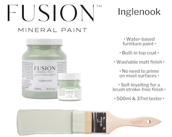 Fusion Mineral Paint, Inglenook, soft neutral blue-green furniture paint, water-based paint, no brush marks, eco friendly paint, 500ml, 37ml
