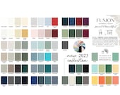 Fusion Mineral Paint Colour chart and preparation guide, PRINTED VERSION, shows all core colours and metallics.