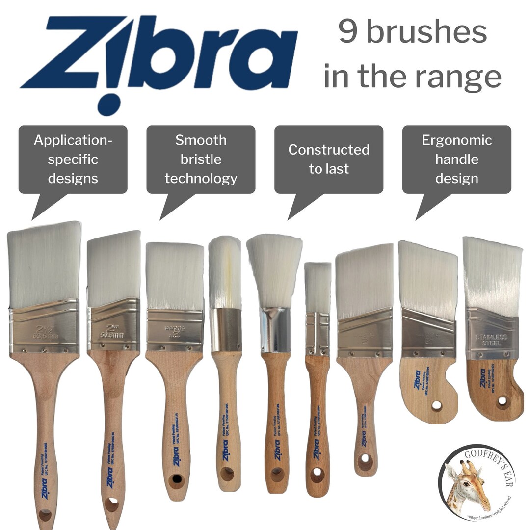 Zibra Paint Brushes for Furniture Painting, Upcycling, Decorating & DIY