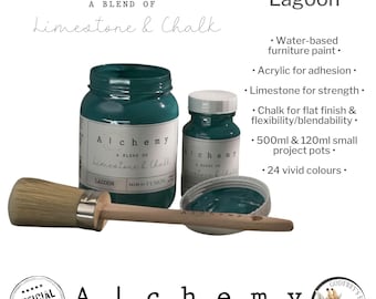 Alchemy by Fusion, Lagoon, blue green paint, water-based acrylic limestone chalk paint, layer, blend &   distress, 24 colours, 500ml 120ml