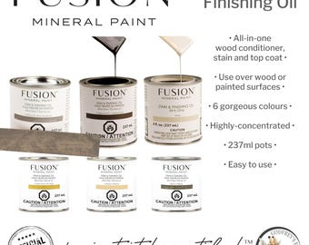 Fusion Mineral Paint Stain and Finishing Oil, SFO, Easy to use all-in-one product, conditions, stains and protects wood, 10 colours, 237ml