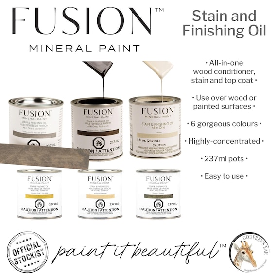 Fusion Mineral Paint Stain and Finishing Oil, SFO, Easy to use all-in-one product, conditions, stains and protects wood, 10 colours, 237ml