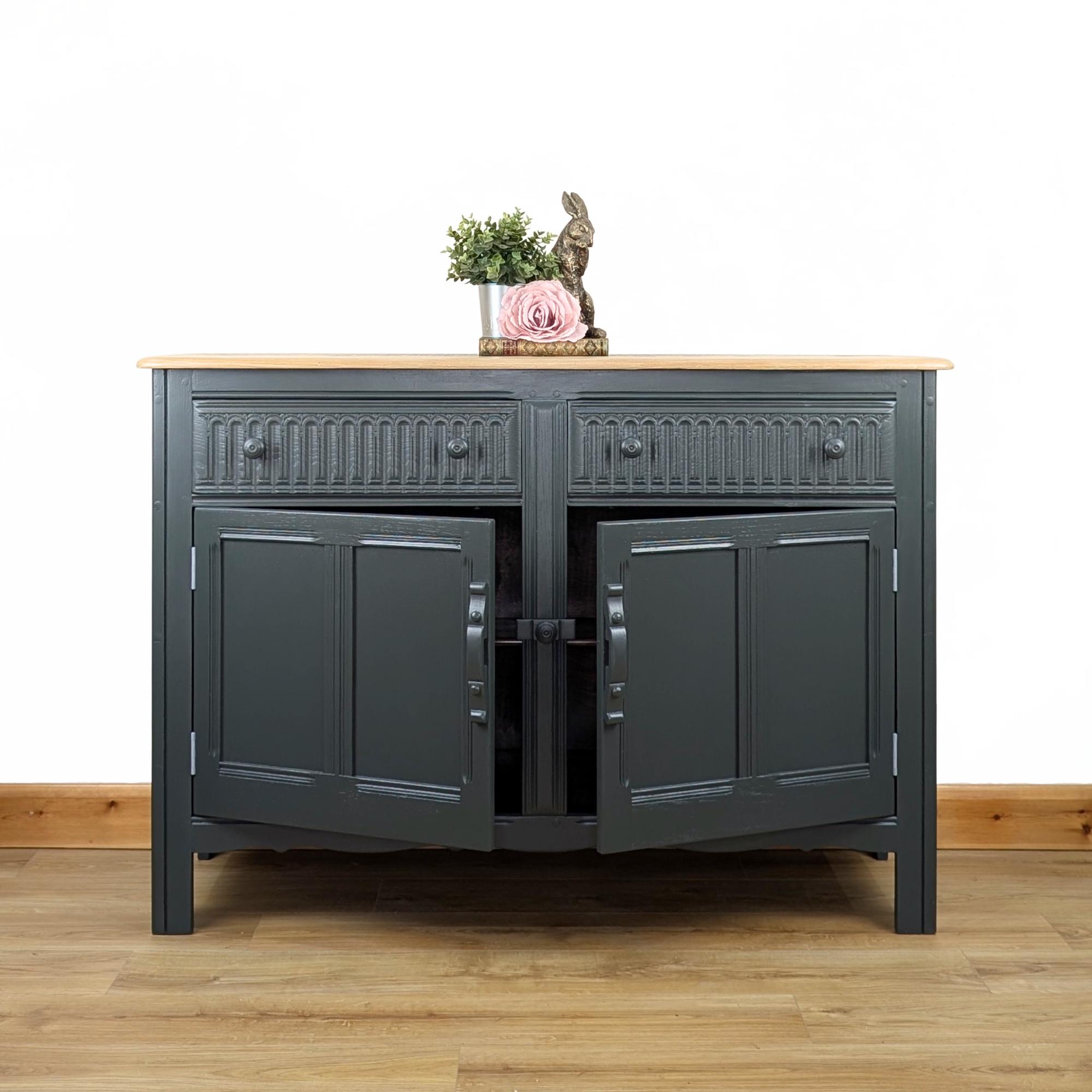 Ercol Sideboard, Old Colonial Range, Painted Neutral Dark Green
