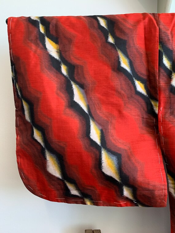 Red Meisen Kimono with Black and Yellow Stripes |… - image 3