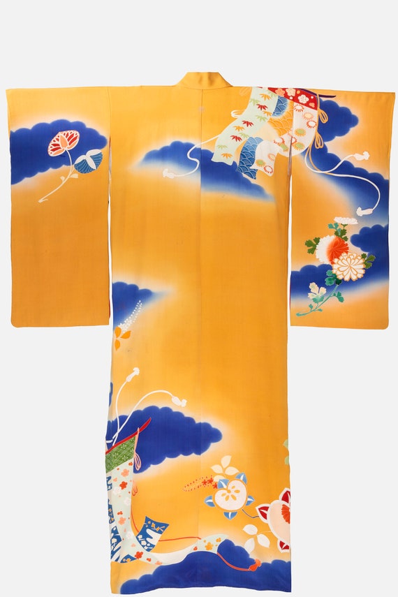 Antique Mustard Furisode Kimono - image 2