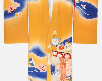 Antik Senap Furisode Kimono