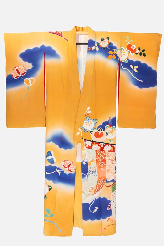 Antique Mustard Furisode Kimono - image 1