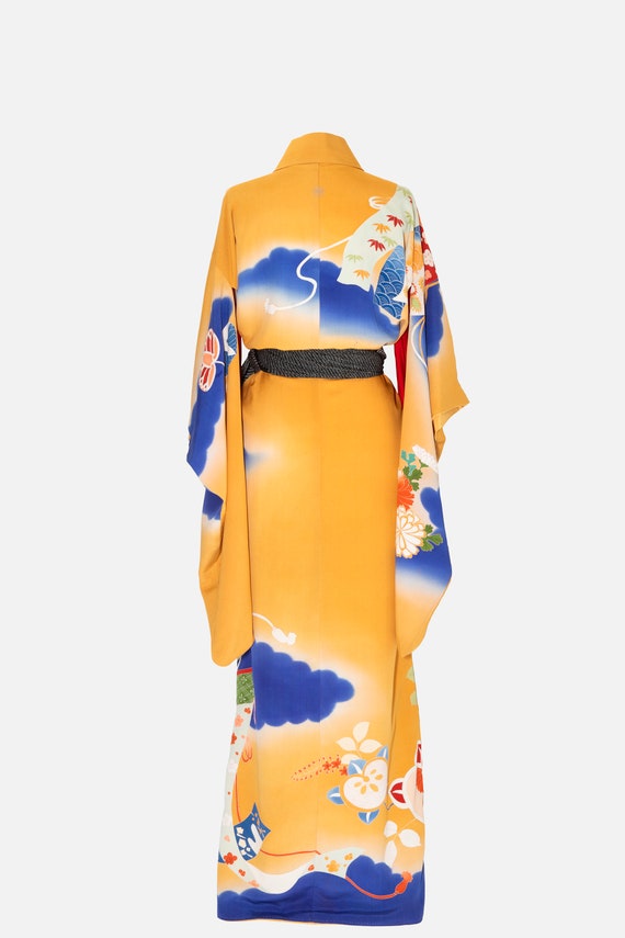 Antique Mustard Furisode Kimono - image 4