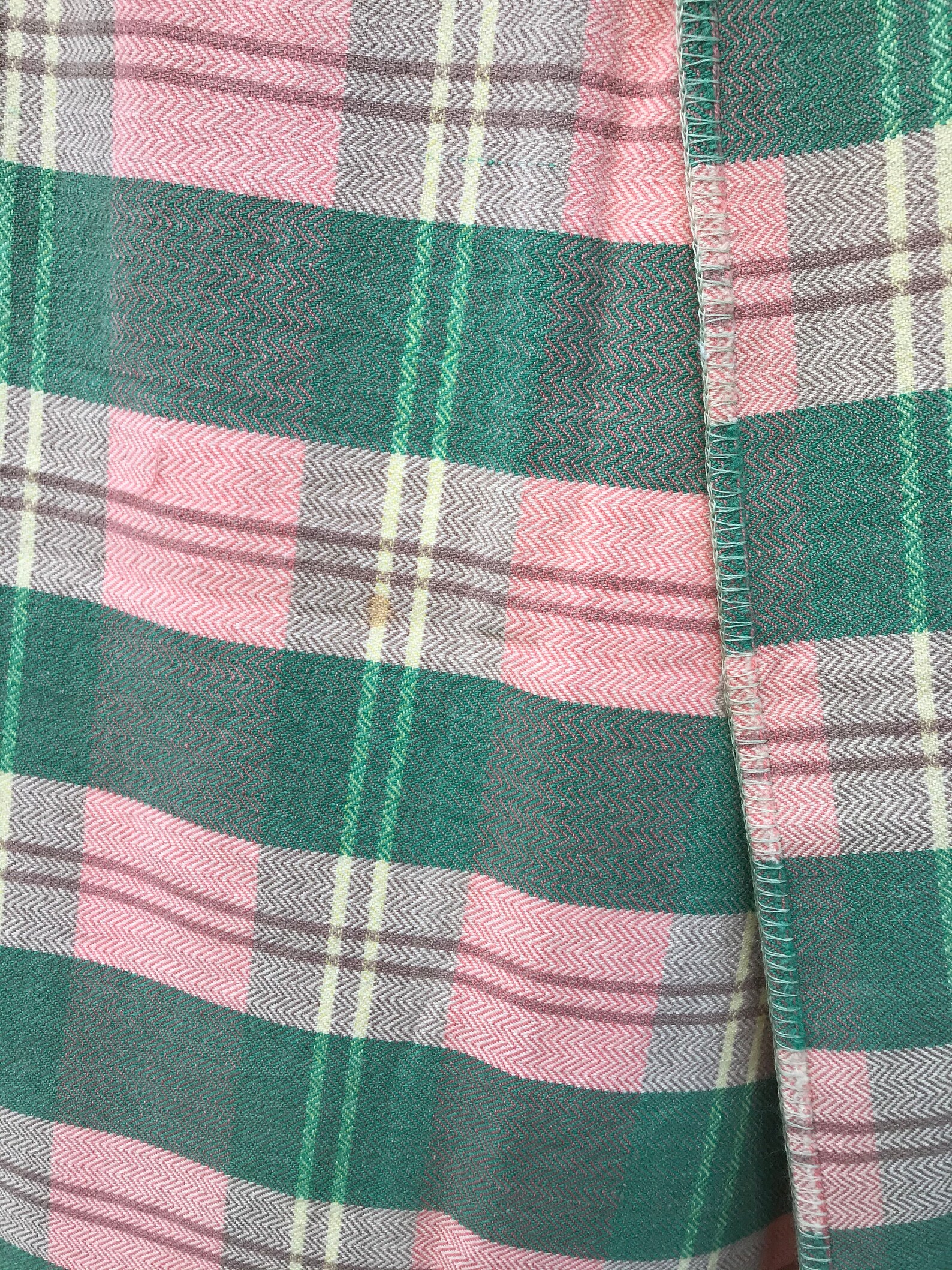 Vintage antique Welsh wool blanket double fringed green & pink Etsy