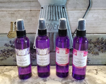 Natural Room Spray Lavender or Rose 4 Ounce Bottle. Essential oils.  Cottage Garden Scents.  Linen Spray, Sleep Spray