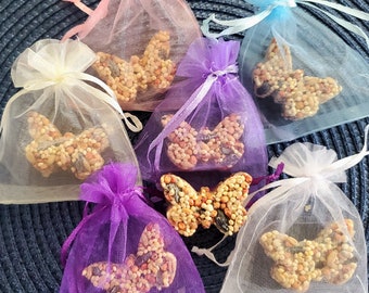 Bird seed Favors. Eco-friendly. Mini butterfly favor. Fully Assembled  Perfect for weddings, showers and memorials. Bags are included