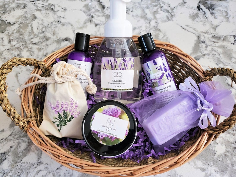 Lavender Gift baskets. Stress Relief Basket. Aromatherapy