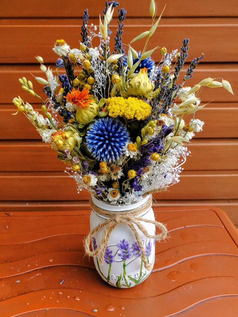 Dried Flower Centerpiece. Fits in a Pint or Quart Mason Jar or Etsy