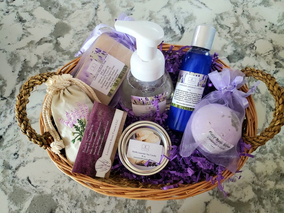Lavender Gift baskets. Stress Relief Basket. Aromatherapy Etsy