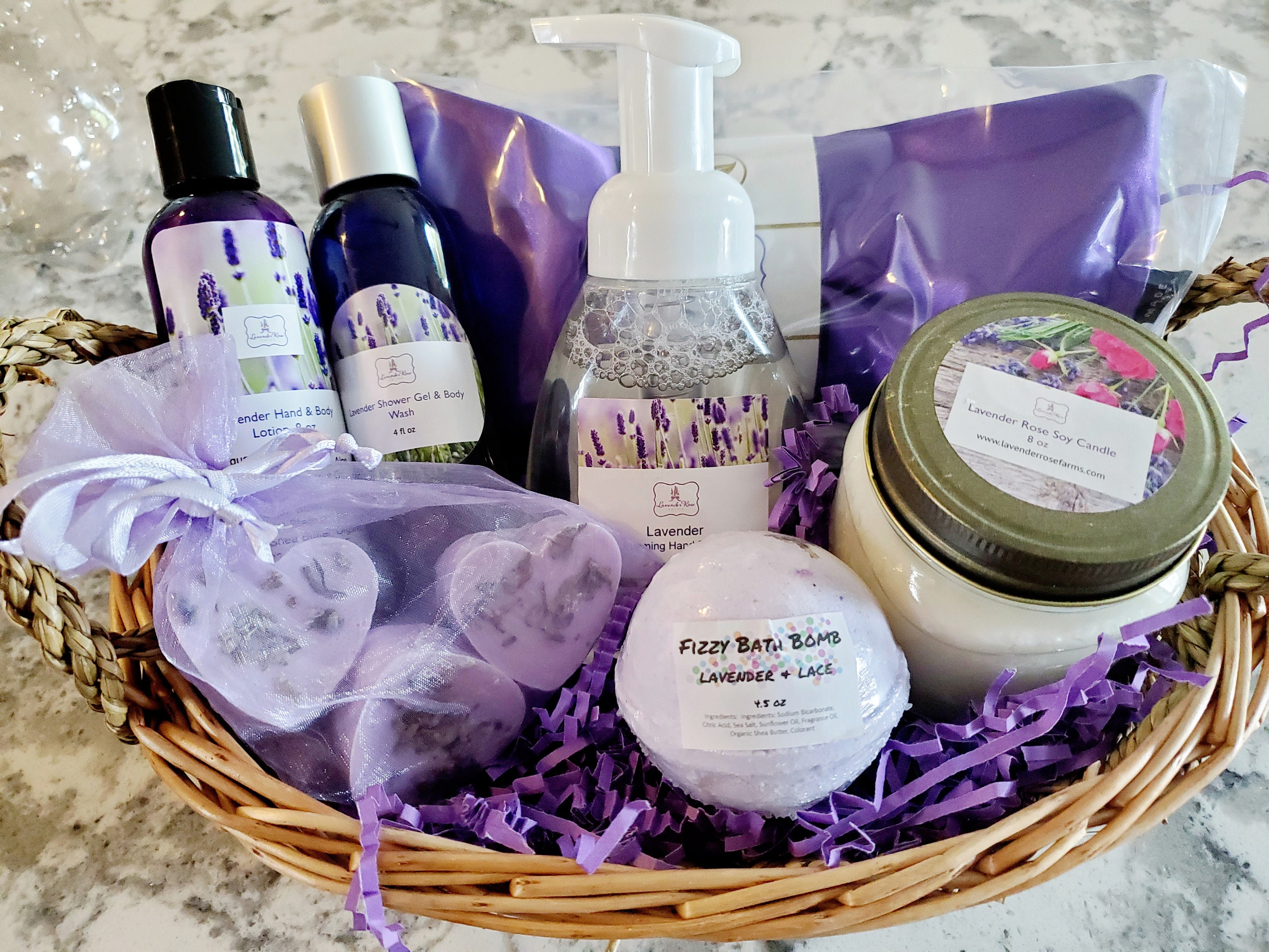 Lavender Gift baskets. Stress Relief Basket. Aromatherapy Etsy