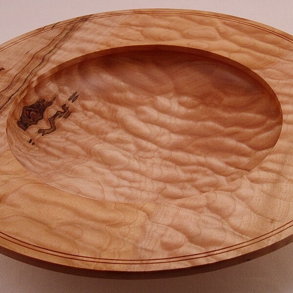 Quilted Maple Centerpiece Wood Bowl Wooden Bowl Fine Woodworking Lathe Turned 1122