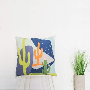 Desert Print pillow case by FYBUR - Modern pillowcase 18x18, Palm Spring pillow Cactus pillowcase cactus decor Boho throw pillows Pillowcase