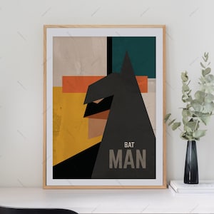 Retro Batman poster Superhero Mid-century modern Batman Movie poster, Vintage Batman Poster Prints, minimalist Bat man print movie posters image 3