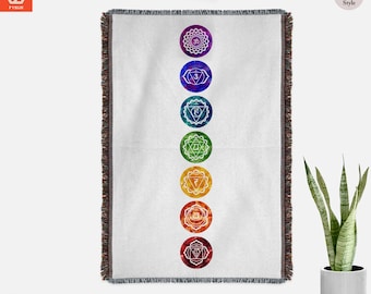 Chakra blanket Yoga blanket Chakra Yoga Blanket Healing Blanket Chakra balancing Boho Throw 7 chakras Boho home decor Yoga Christmas gift