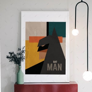 Retro Batman poster Superhero Mid-century modern Batman Movie poster, Vintage Batman Poster Prints, minimalist Bat man print movie posters image 2