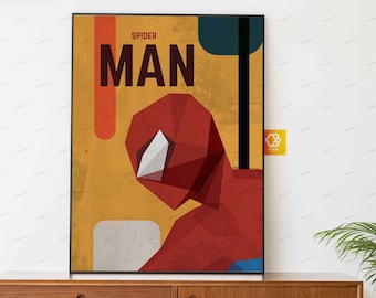 Marvel Retro Spiderman poster | Superhero Mid-century modern Spiderman Movie poster, Vintage Spiderman Poster Prints, minimalist Spiderman