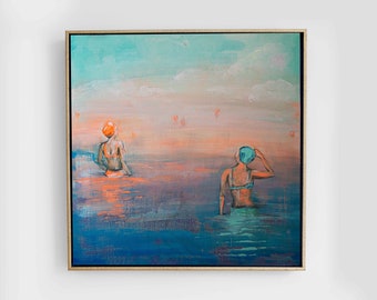 Retro Art Midcentury modern painting giclee  Abstract Print Acrylic Painting print Giclee Print sky  sea painting wall art modern painting