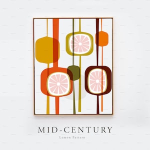 Citrus Mid Century Wall Art, Mid Century Modern Wall Art, Mid century modern decor, Retro Wall Art, Danish Art, Mid Century Art, mcm pattern