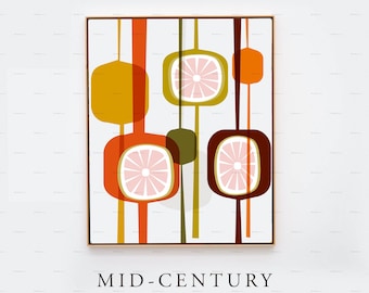 Citrus Mid Century Wall Art, Mid Century Modern Wall Art, Mid century modern decor, Retro Wall Art, Danish Art, Mid Century Art, mcm pattern