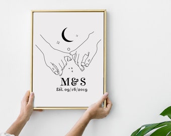 Hands Art Couple Gifts Pride Gifts personalized gift for her LGBTQ gift for girlfriend gift for wife relationship gift pinky promise print