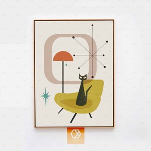 Eames chair poster Retro Cat wall art Mid-century Modern chair poster Cat wall art Vintage chair print Cat Art Prints Mid Century modern art