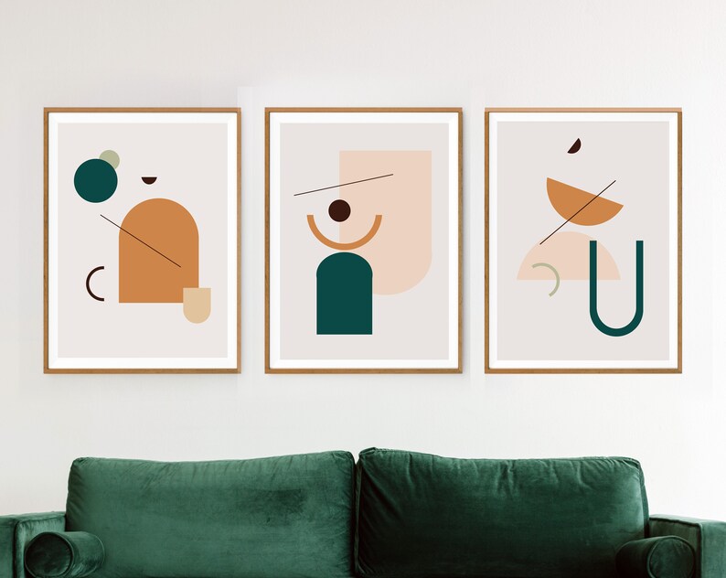 Abstract Art Set of 3 Modern Art Abstract Wall Art GALLERY WALL SET ...